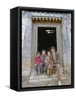 Group of Children from Village, Chedadong, Tibet, China-Doug Traverso-Framed Stretched Canvas