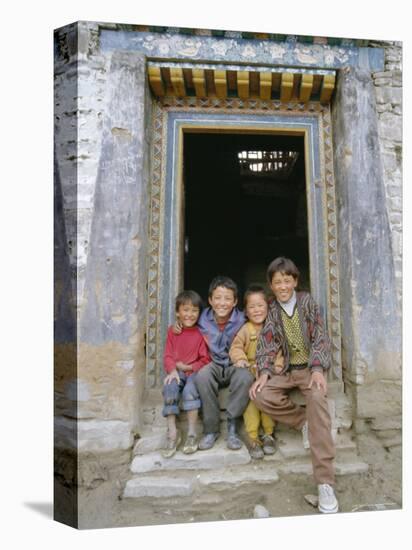 Group of Children from Village, Chedadong, Tibet, China-Doug Traverso-Stretched Canvas