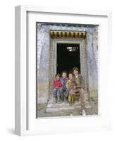 Group of Children from Village, Chedadong, Tibet, China-Doug Traverso-Framed Photographic Print