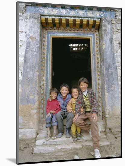 Group of Children from Village, Chedadong, Tibet, China-Doug Traverso-Mounted Photographic Print