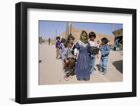 Group of Children in the Town of M'Hamid, Draa Valley, Morocco, North Africa, Africa-Jenny Pate-Framed Premium Photographic Print