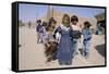 Group of Children in the Town of M'Hamid, Draa Valley, Morocco, North Africa, Africa-Jenny Pate-Framed Stretched Canvas