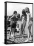 Group of Children Including Girls in Bikinis Inspect Their Net for Fish-null-Stretched Canvas