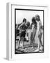 Group of Children Including Girls in Bikinis Inspect Their Net for Fish-null-Framed Premium Photographic Print