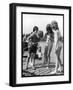 Group of Children Including Girls in Bikinis Inspect Their Net for Fish-null-Framed Photographic Print