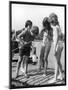 Group of Children Including Girls in Bikinis Inspect Their Net for Fish-null-Mounted Photographic Print