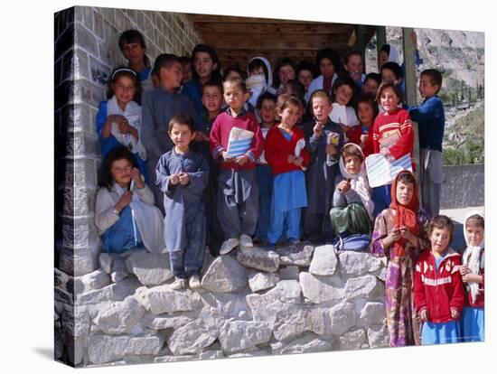 Group of Children Outside School, Gulmit, Upper Hunza Valley, Pakistan, Asia-Alison Wright-Stretched Canvas