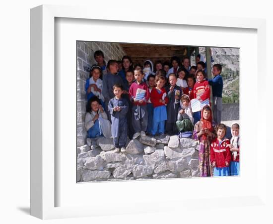 Group of Children Outside School, Gulmit, Upper Hunza Valley, Pakistan, Asia-Alison Wright-Framed Photographic Print