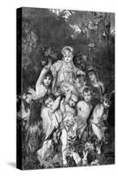 Group of Cupids. by Knesing. Reproduces a Painting by Hans Makart (1840-1884)-null-Stretched Canvas