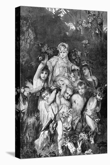 Group of Cupids. by Knesing. Reproduces a Painting by Hans Makart (1840-1884)-null-Stretched Canvas