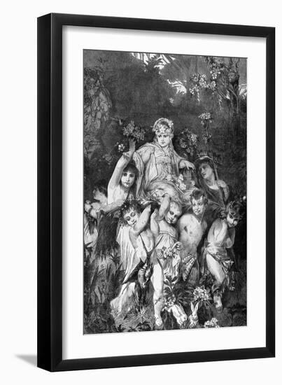 Group of Cupids. by Knesing. Reproduces a Painting by Hans Makart (1840-1884)-null-Framed Giclee Print