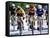 Group of Cyclists Riding Bicycles-null-Framed Stretched Canvas