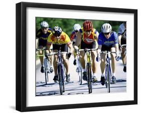 Group of Cyclists Riding Bicycles-null-Framed Photographic Print