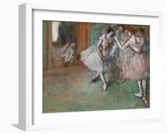 Group of dancers. Around 1898. Oil on paper maroufle on canvas.-Edgar Degas-Framed Giclee Print