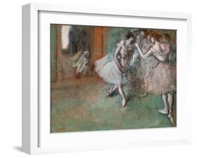 Group of dancers. Around 1898. Oil on paper maroufle on canvas.-Edgar Degas-Framed Giclee Print