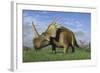 Group of Dinosaurs Grazing in a Grassy Field-Stocktrek Images-Framed Art Print