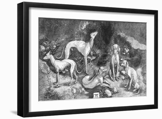 'Group of Dogs. From the engraving of St. Eustace, by A. Durer', c1500, (1906)-Albrecht Durer-Framed Giclee Print