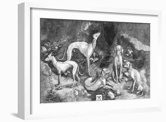 'Group of Dogs. From the engraving of St. Eustace, by A. Durer', c1500, (1906)-Albrecht Durer-Framed Giclee Print