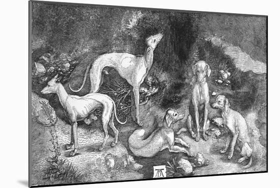 'Group of Dogs. From the engraving of St. Eustace, by A. Durer', c1500, (1906)-Albrecht Durer-Mounted Giclee Print