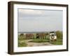 Group of Elephants and Landrover, Chobe National Park, Botswana, Africa-Peter Groenendijk-Framed Photographic Print