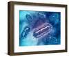 Group of Escherichia Coli Bacteria Cells, known as E. Coli-null-Framed Art Print