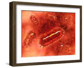 Group of Escherichia Coli Bacteria Cells, known as E. Coli-null-Framed Art Print