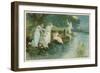 Group of Fairies Fishing in the River for Stars-P. Kauffmann-Framed Art Print