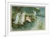 Group of Fairies Fishing in the River for Stars-P. Kauffmann-Framed Premium Giclee Print