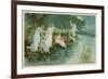 Group of Fairies Fishing in the River for Stars-P. Kauffmann-Framed Premium Giclee Print