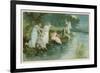 Group of Fairies Fishing in the River for Stars-P. Kauffmann-Framed Premium Giclee Print