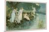 Group of Fairies Fishing in the River for Stars-P. Kauffmann-Mounted Premium Giclee Print