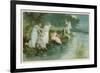 Group of Fairies Fishing in the River for Stars-P. Kauffmann-Framed Art Print