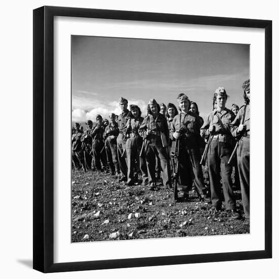 Group of Fairly Well Equipped Male and Female Resistance Fighters, Called the Andartes-Dmitri Kessel-Framed Photographic Print