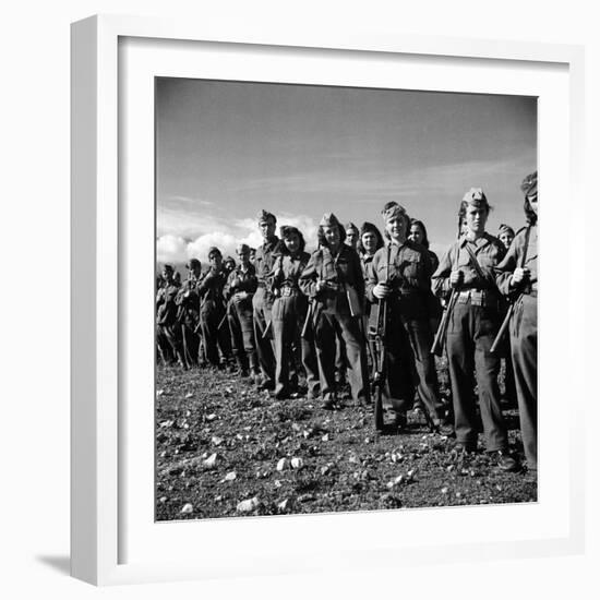 Group of Fairly Well Equipped Male and Female Resistance Fighters, Called the Andartes-Dmitri Kessel-Framed Photographic Print