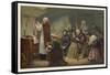 Group of Faithful Christians Pray at a Secret Mass Held During the French Revolution-null-Framed Stretched Canvas