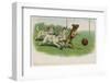 Group of Four Dogs Play a Lively Game of Football One of Them is About to Score a Goal-null-Framed Photographic Print