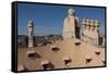 Group of Four Grotesque Chimneys on the Roof of La Pedrera (Casa Mila)-James Emmerson-Framed Stretched Canvas