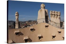 Group of Four Grotesque Chimneys on the Roof of La Pedrera (Casa Mila)-James Emmerson-Stretched Canvas