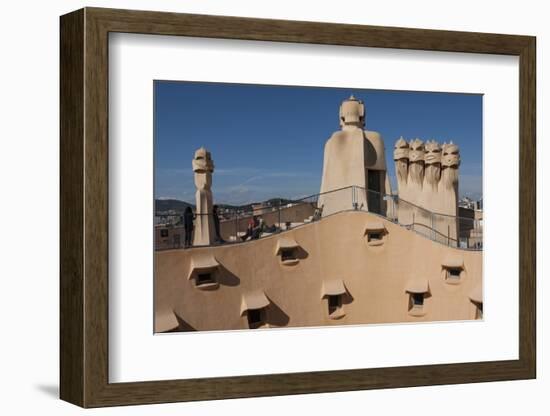 Group of Four Grotesque Chimneys on the Roof of La Pedrera (Casa Mila)-James Emmerson-Framed Photographic Print