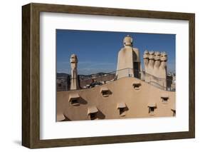 Group of Four Grotesque Chimneys on the Roof of La Pedrera (Casa Mila)-James Emmerson-Framed Photographic Print