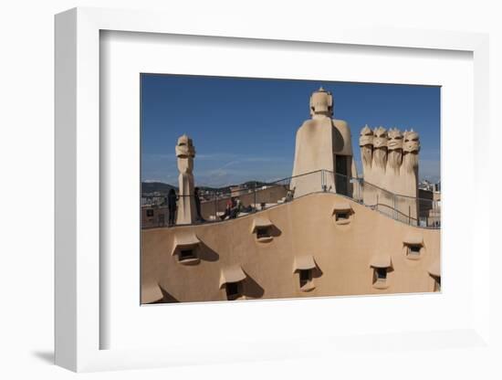 Group of Four Grotesque Chimneys on the Roof of La Pedrera (Casa Mila)-James Emmerson-Framed Photographic Print