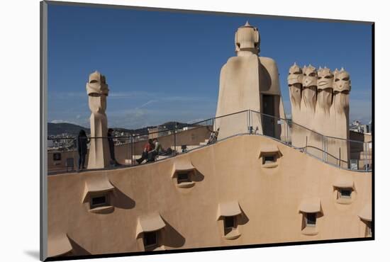 Group of Four Grotesque Chimneys on the Roof of La Pedrera (Casa Mila)-James Emmerson-Mounted Photographic Print