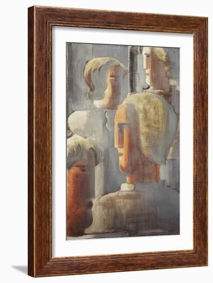 Group of Four Heads Gray Blue-Oskar Schlemmer-Framed Giclee Print