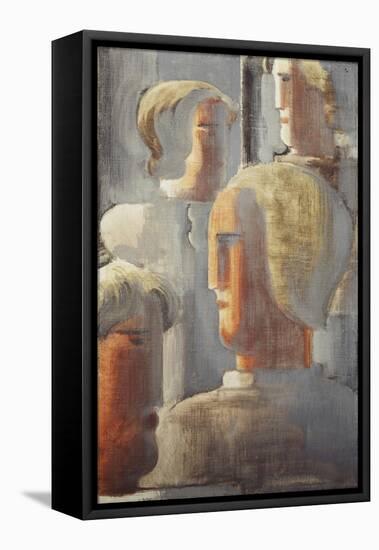 Group of Four Heads Gray Blue-Oskar Schlemmer-Framed Stretched Canvas