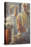Group of Four Heads Gray Blue-Oskar Schlemmer-Stretched Canvas