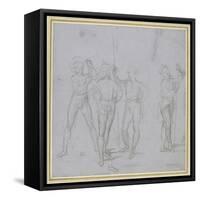 Group of Four Standing Soldiers (Silverpoint on a Blue-Grey Preparation on Off-White Paper)-Raphael-Framed Stretched Canvas