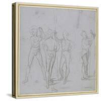 Group of Four Standing Soldiers (Silverpoint on a Blue-Grey Preparation on Off-White Paper)-Raphael-Stretched Canvas