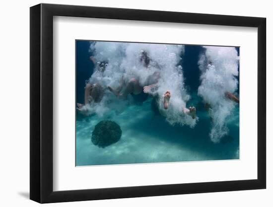 Group of Friends Having Fun by Jumping into Sea-Dudarev Mikhail-Framed Photographic Print