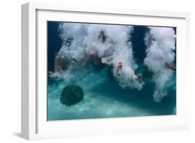 Group of Friends Having Fun by Jumping into Sea-Dudarev Mikhail-Framed Photographic Print