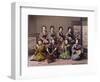 Group of Geisha Girls Playing Musical Instruments (Hand Coloured Albumen Print on Card)-Kusakabe Kimbei-Framed Premium Giclee Print